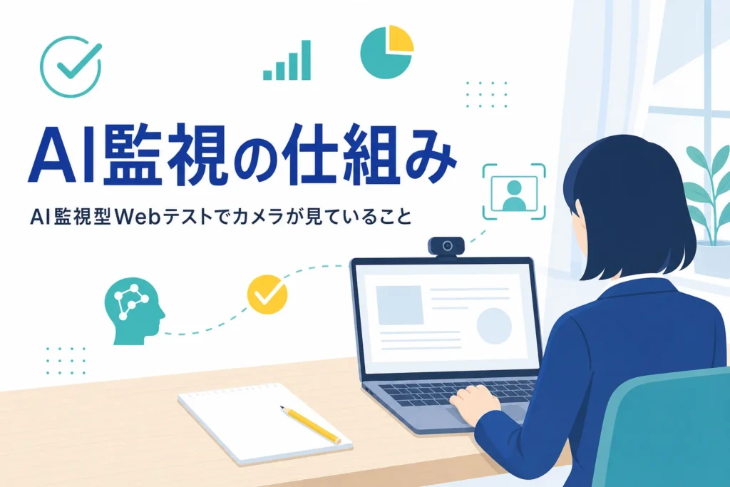 AI監視型のWebテストの仕組みと、カメラで見られることを紹介する記事のアイキャッチ