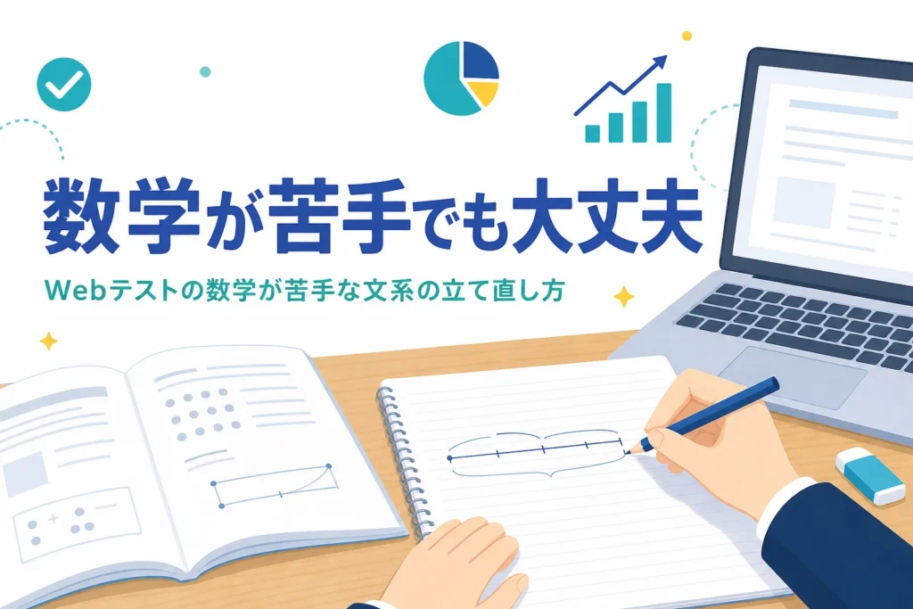 Webテストの数学が苦手な文系の方に向けて、戻る単元と図で考える練習の順番を紹介する記事のアイキャッチ