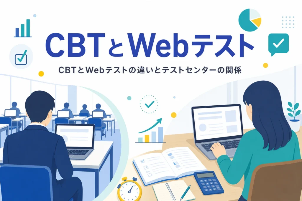 CBTとWebテストの違いと、テストセンター受検との関係を紹介する記事のアイキャッチ