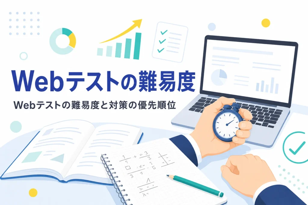 Webテストの難易度を、問題の中身と時間の短さに分けて種類ごとに紹介する記事のアイキャッチ