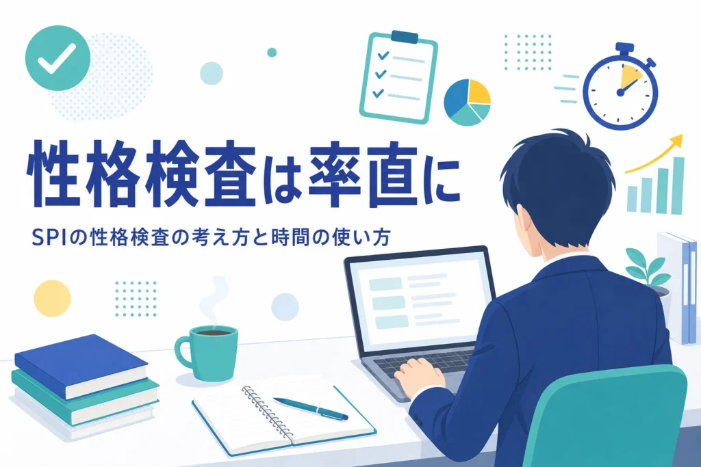 SPIの性格検査の位置づけと、回答に迷う質問への向き合い方を紹介する記事のアイキャッチ