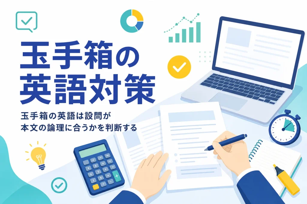 玉手箱の英語の解き方の手順と、英語が苦手な人の準備を紹介する記事のアイキャッチ