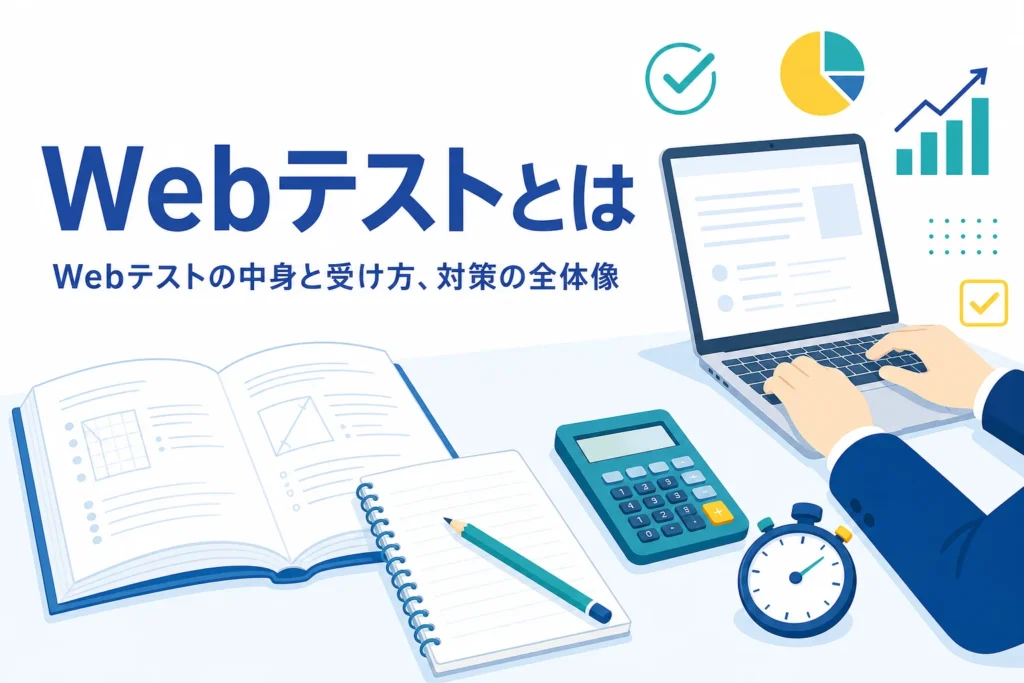Webテストとは何かを、中身・主な形式・受け方・対策の順番で紹介する記事のアイキャッチ