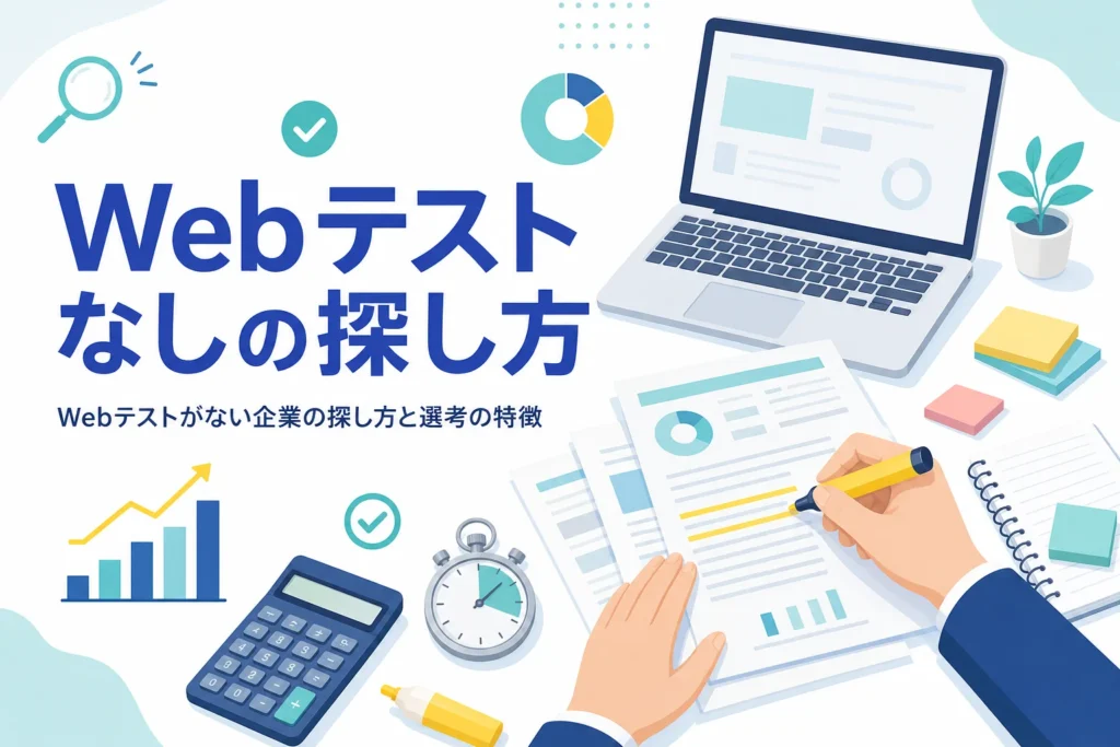 Webテストがない企業の探し方と、選考フローの確かめ方を紹介する記事のアイキャッチ